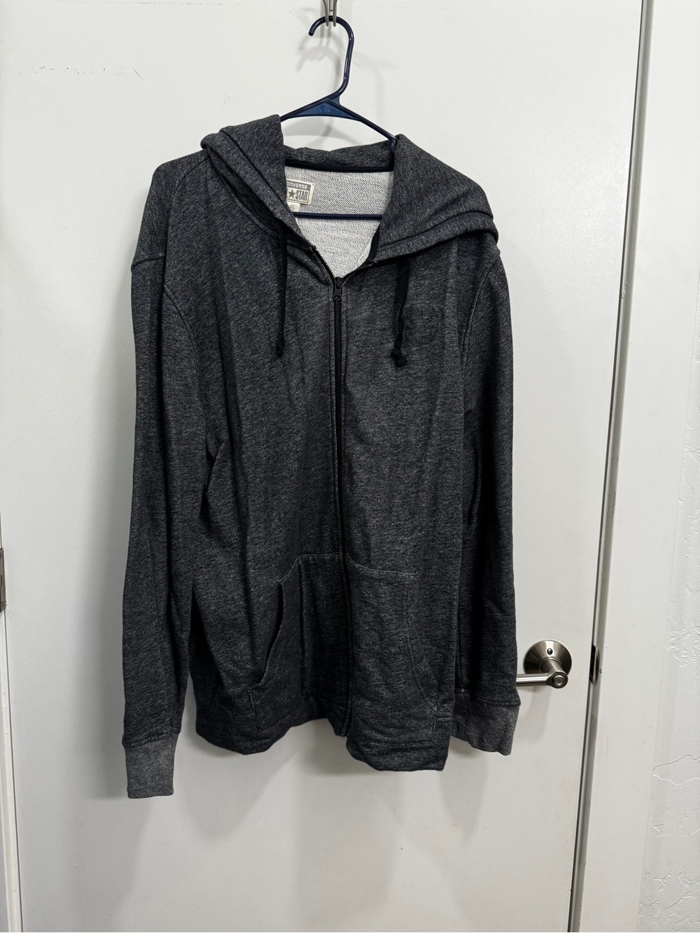 Converse Men's Charcoal Zip-Up Hooded Sweater